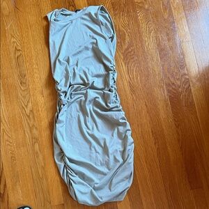 SHEIN Beige Ruched Midi Dress